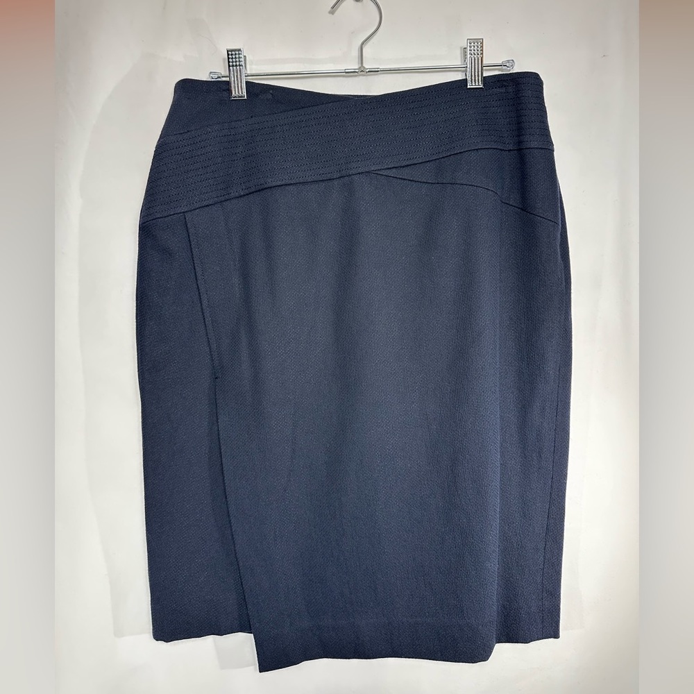 W By Worth Navy Blue Textured Pencil Skirt